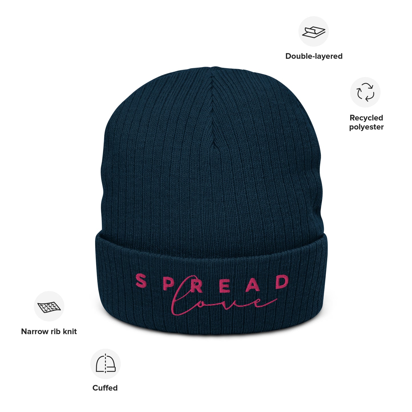 navy blue spread love ribbed-knit-beanie-navy-product-details