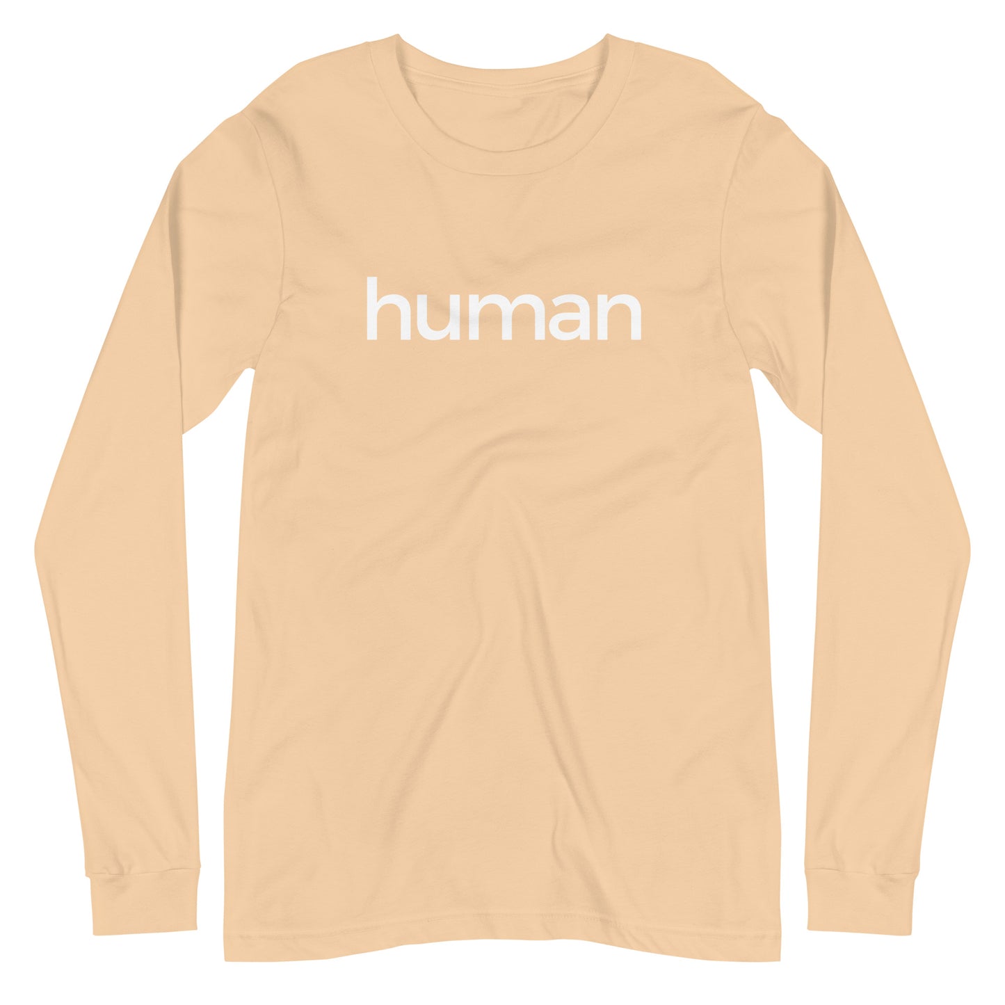sand dune long sleeve "human" graphic t-shirt against a white background